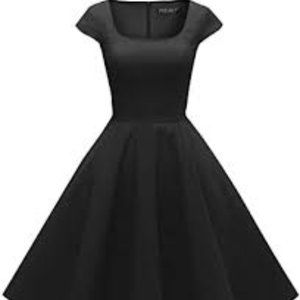 PUKAVT Women's Cocktail Party Dress Cap Sleeve 1950 Retro Swing Dress wi…